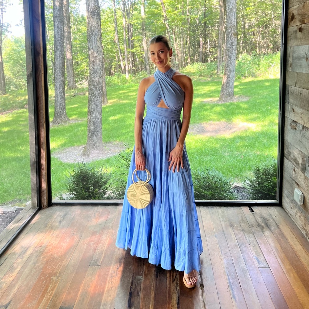 Erika Pena blue SELMA WOMEN BOHEMIAN MAXI DRESS size Small/Medium